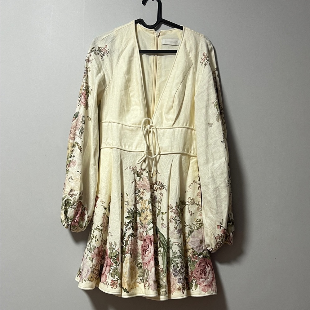 Zimmermann Cream Floral Mini Dress